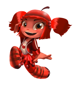 Cartoon girl flying red outfit - promotional image free wallpaper for tablet