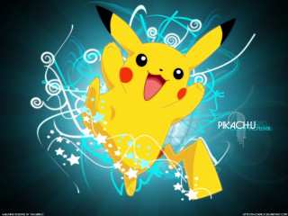 Cartoon pikachu blue background stars 2 - a cartoon pikachu free wallpaper