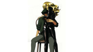 Couple hugging chair white background - romanticism free wallpaper for desktop