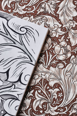 Painting pattern flower brown white - white flower free wallpaper for mobile