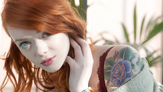 Red hair tattoos woman arm - her arm and shoulder free wallpaper