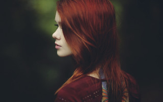 Woman red hair striped shirt - anka zhuravleva free wallpaper