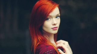 Woman red hair blue eyes 8 - plasticien free wallpaper