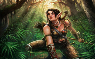 Woman forest bow arrow hand - chris rahn free wallpaper