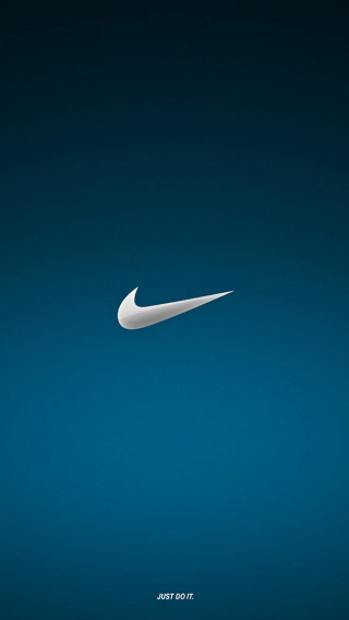 White nike logo blue background 3 - free minimalism wallpaper for mobile