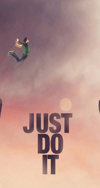 Man flying snowboard sky just - typographic free wallpaper for mobile