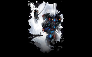 Robot armor mecha glowing eyes - a large head free wallpaper