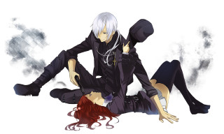 Anime couple sitting ground crossed - daarken free wallpaper