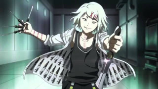 Man white hair knives pointing - his right hand free wallpaper