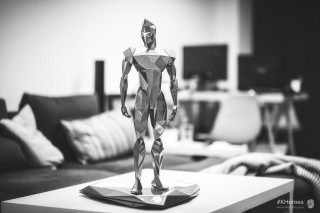 Paper sculpture man living room - 3 d model free wallpaper