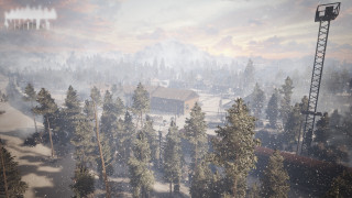 Snowy town tower clock tower - realism free wallpaper