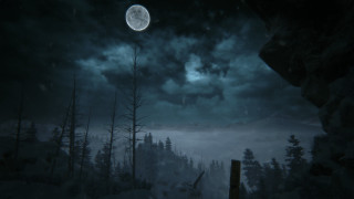 Full moon snowy forest night 2 - volumetric lighting free wallpaper