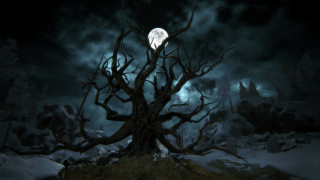 Tree full moon snow ground - cryengine free wallpaper