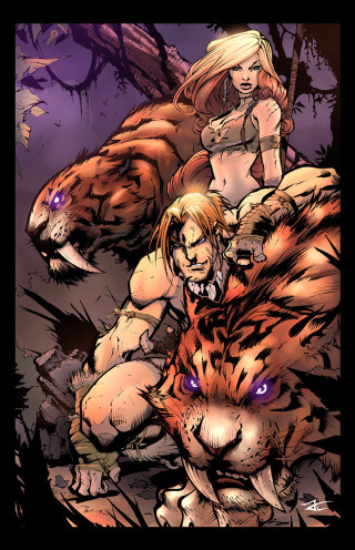 Woman bikini tiger forest man - bill sienkiewicz free wallpaper for mobile