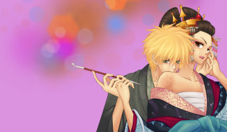 Anime couple smoking cigarette holder - a cigarette free wallpaper