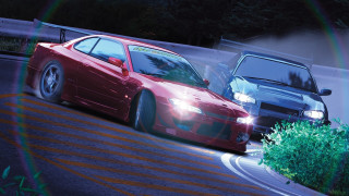Red car blue car road - motion blur free wallpaper