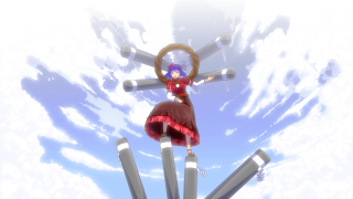 Woman red dress skis air - ski free wallpaper