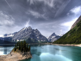 Mountain lake forest cloudy sky 14 - bob ross free wallpaper