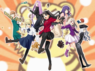 Anime characters dancing sunburst cartoon - ufotable free wallpaper for desktop