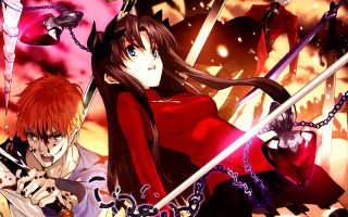 Anime characters swords fire demon - a fire background free wallpaper