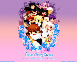 Anime characters pink background blue - bubble free wallpaper