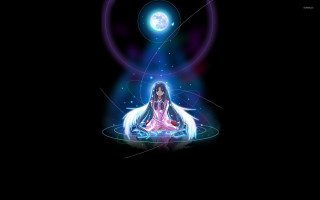 Woman lotus position light shining - a lotus position free wallpaper