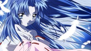 Girl blue hair blue eyes 4 - the wind free wallpaper