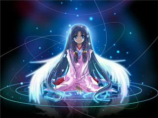 Anime character blue background blue - a floor free wallpaper