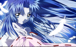 Anime girl blue hair blue 5 - expression free wallpaper