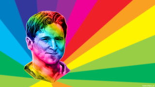 Man rainbow background face center - splash art free wallpaper for desktop