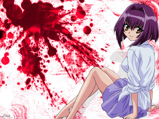 Girl purple hair white shirt 2 - gapmoe yandere grimdark free wallpaper