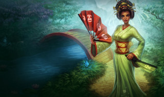 Woman green dress red umbrella - a green dress holding free wallpaper