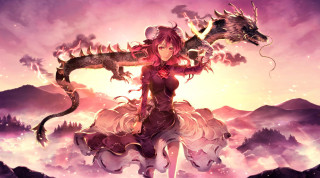 Woman dragon back fantasy landscape 3 - a dragon free wallpaper