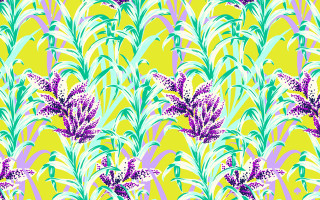 Purple flowers yellow background green - a pattern free wallpaper for desktop