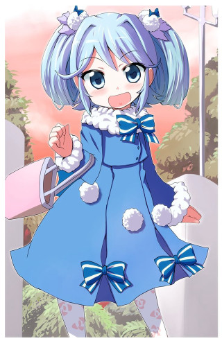 Cartoon girl blue hair blue 2 - a pink umbrella free wallpaper for mobile