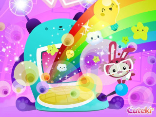 Cartoon character rainbow stars clouds - cui bai free wallpaper
