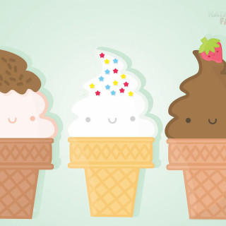 Three ice cream cones strawberry - top free wallpaper for tablet