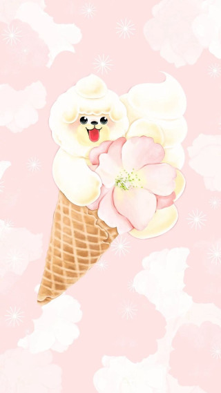Pink background cartoon ice cream - a detailed drawing free wallpaper for mobile