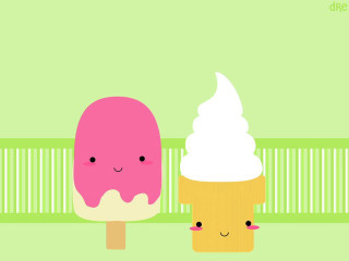 Ice cream faces green background - striped free wallpaper for desktop