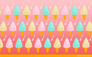 Ice cream cones colorful variety - a smiley face free wallpaper