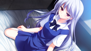 Girl blue dress bed long - maya free wallpaper