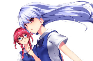 Anime couple long hair blue 2 - the others head free wallpaper