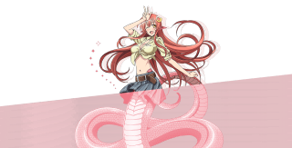 Red haired lamia snake tail - aguri uchida free wallpaper for desktop