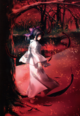 Woman white dress forest red - red leaf free wallpaper for mobile