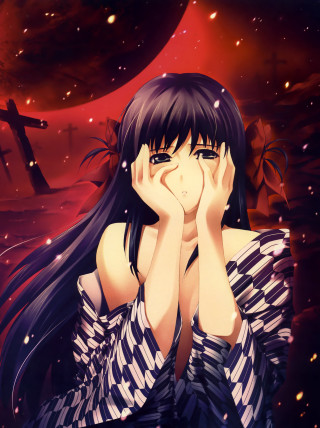 Woman covering face cross red - gothic free wallpaper for mobile