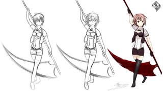 Woman sword cape drawing art 2 - a drawing of a woman free wallpaper