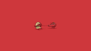 Cartoon character red background hamburger - a hamburger free wallpaper