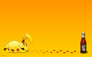 Ketchup pikachu character lying ground - pokemon free wallpaper