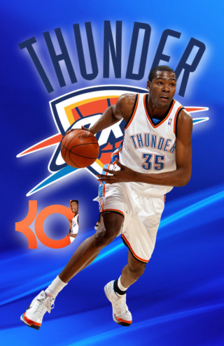 Basketball player running thunder logo - a ball free wallpaper for mobile