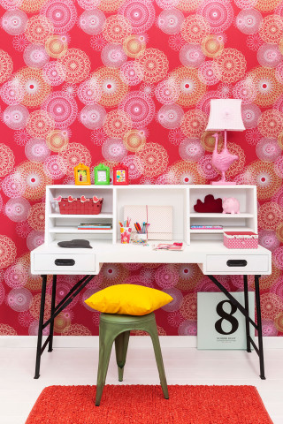 Desk chair yellow wall pink - bright free wallpaper for mobile
